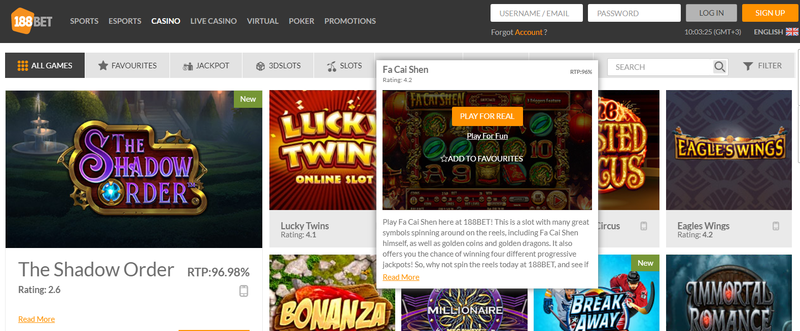 188BET Casino Review: Games, Payment Methods