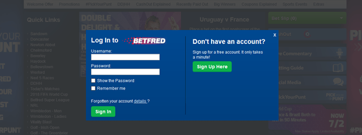 Betfred registration