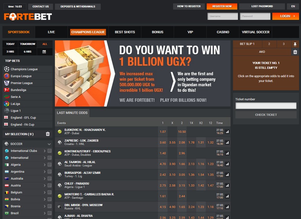 Fortebet Review and 1.000.000 UGX Bonus - African Bookmakers